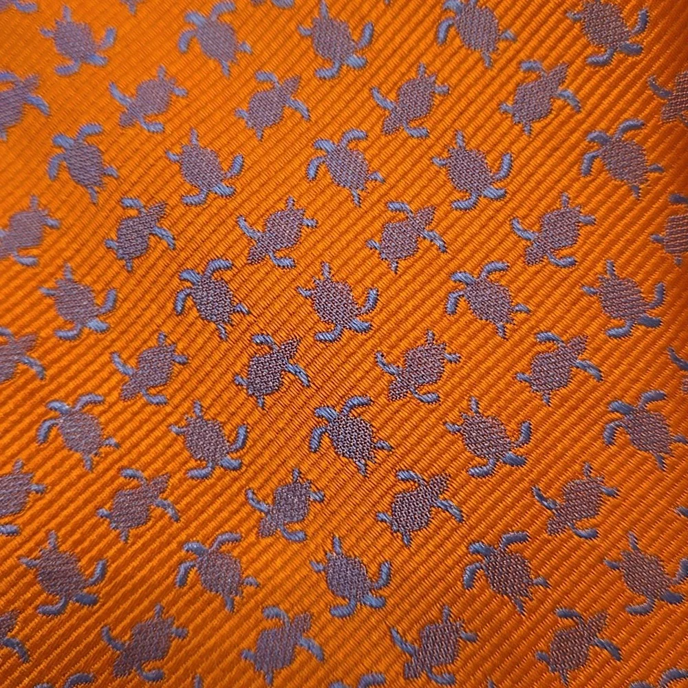 Hanes & Bonner Of London - Orange Patterned Tie With Blur Turtles